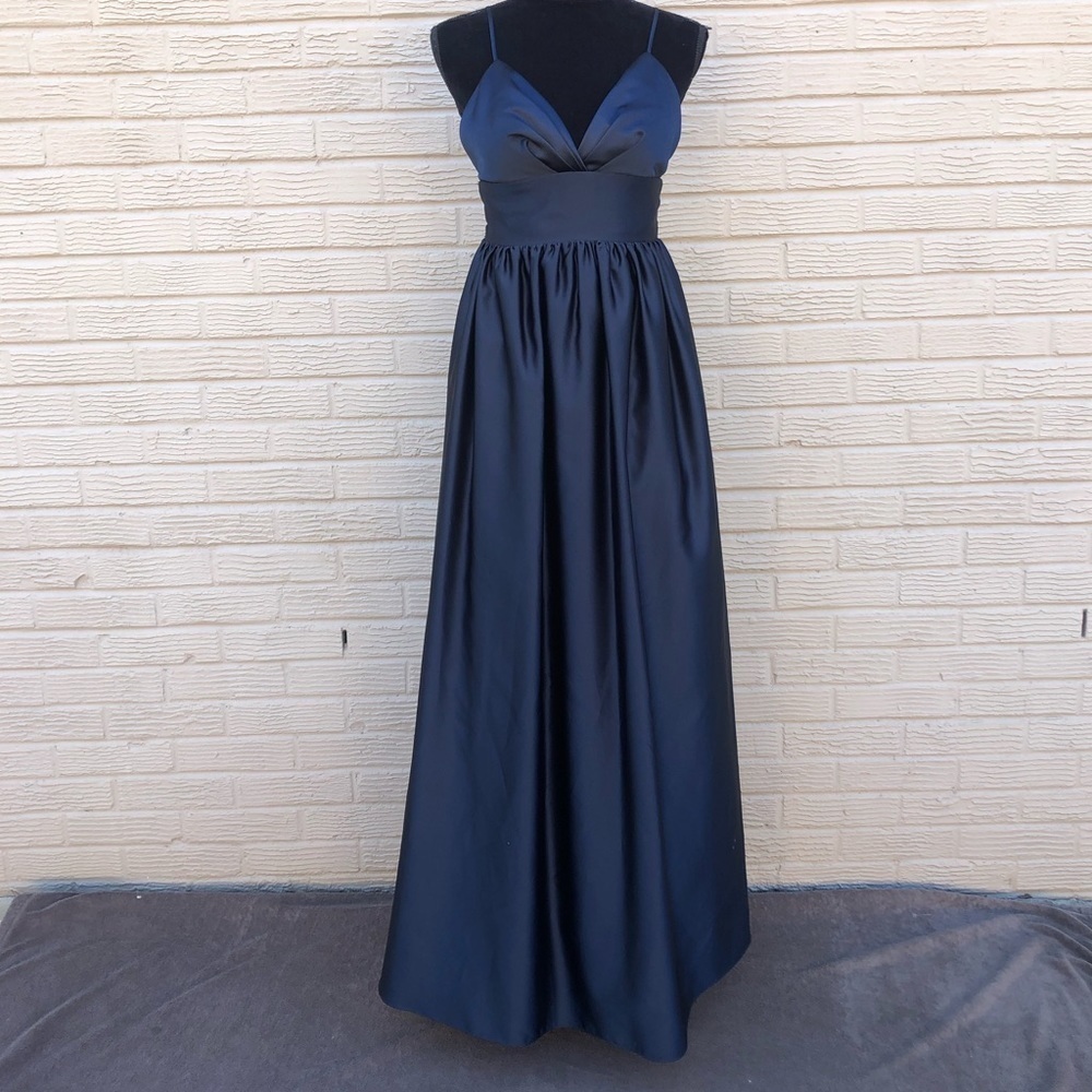 Watters & Watters Dark Blue Satin Bridesmaid Dress Size 4